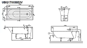 Ванна Villeroy&Boch Oberon UBQ170OBE2V-01 170x75 купить в интернет-магазине Sanbest