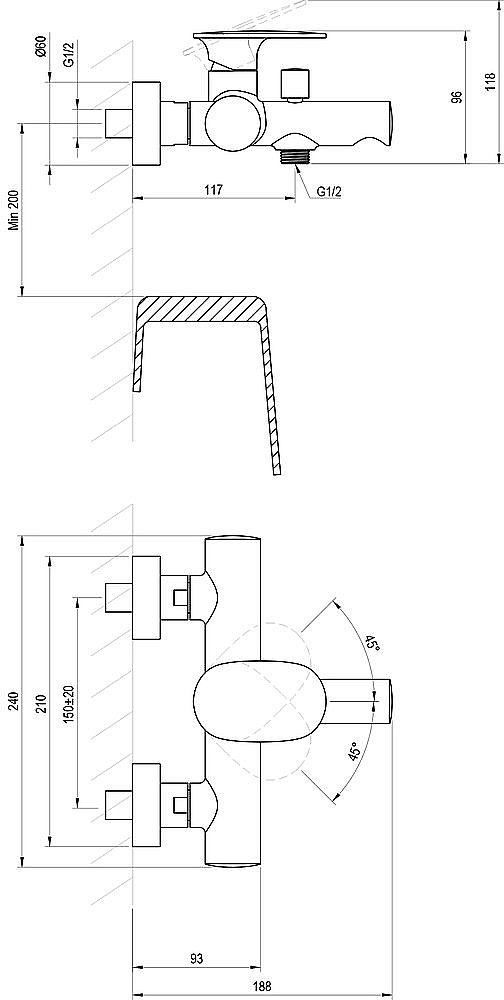 Смеситель для ванны Ravak Spring X070528 хром купить в интернет-магазине сантехники Sanbest