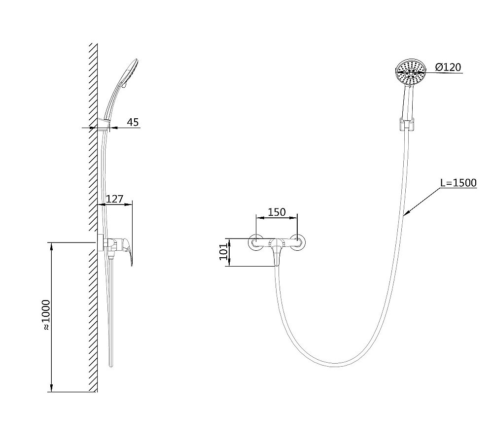 Смеситель для душа WONZON & WOGHAND, Черный матовый (WW-4540-MB) купить в интернет-магазине сантехники Sanbest