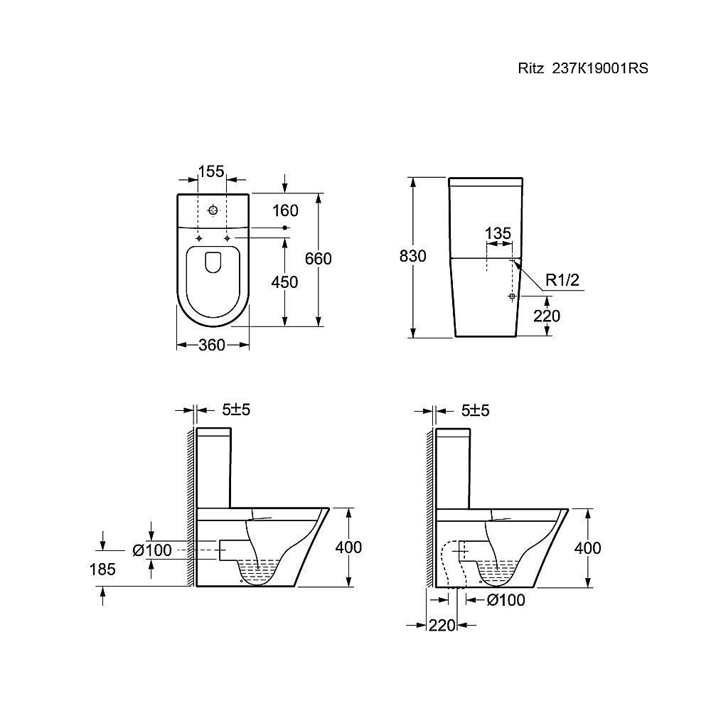 Унитаз Ambassador Ritz 237K19001RS безободковый, с бачком, с крышкой микролифт, белый купить в интернет-магазине Sanbest