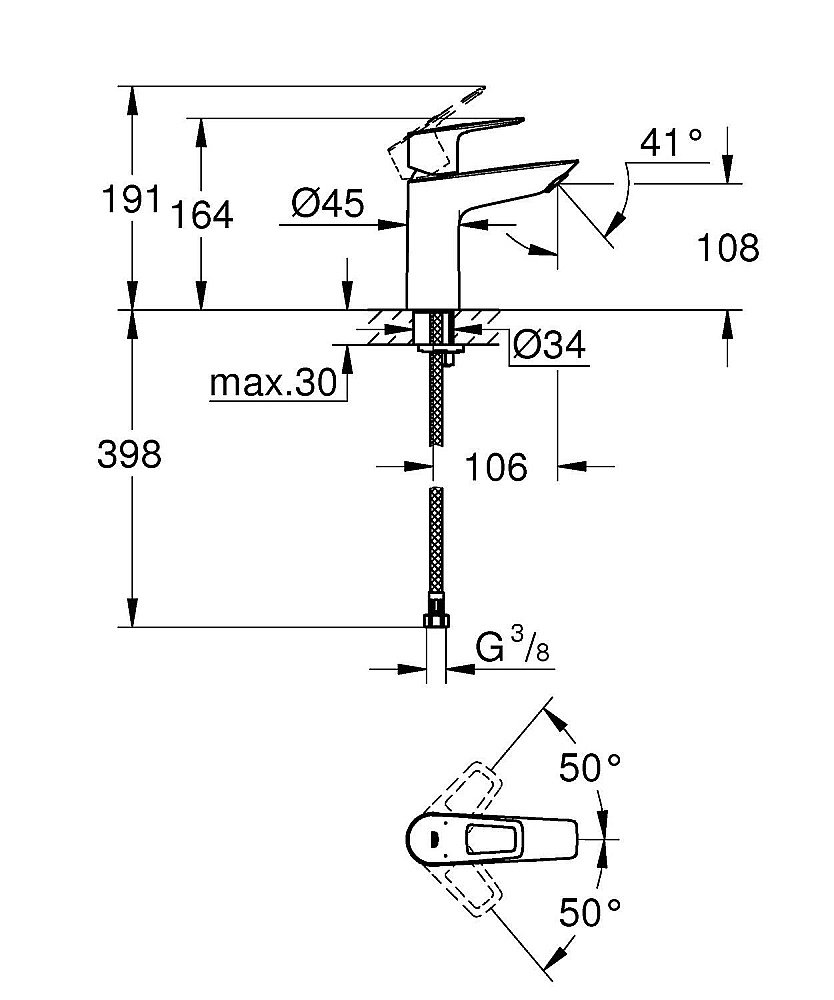 Смеситель для раковины Grohe BauLoop 2020 23917001 купить в интернет-магазине сантехники Sanbest