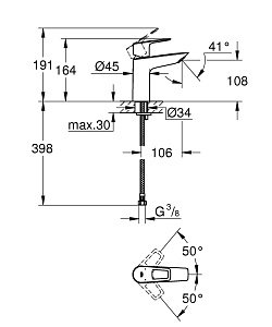 Смеситель для раковины Grohe BauLoop 2020 23917001 купить в интернет-магазине сантехники Sanbest