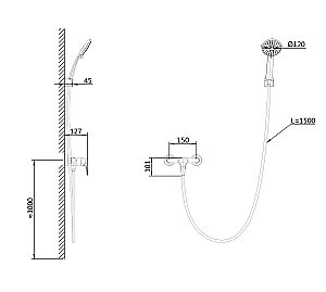 Смеситель для душа WONZON & WOGHAND, Черный матовый (WW-4540-MB) купить в интернет-магазине сантехники Sanbest