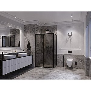 Душевой уголок Ambassador Forsa ABB 17022220ABB-80ABB 140х80 стекло тонированное/профиль черный купить в интернет-магазине Sanbest