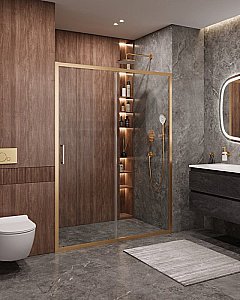 Душевая дверь Cezares MOLVENO-BF-1-140-C-BORO-IV брашированное золото купить в интернет-магазине Sanbest