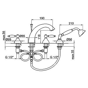 Смеситель на борт ванны Webert Dorian DO730101010 купить в интернет-магазине сантехники Sanbest