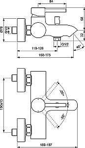 Смеситель для ванны Ideal Standard CERALINE BC199XG купить в интернет-магазине сантехники Sanbest