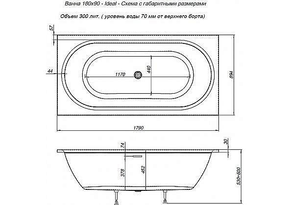 Акриловая ванна Aquanet Ideal 180x90 купить в интернет-магазине Sanbest
