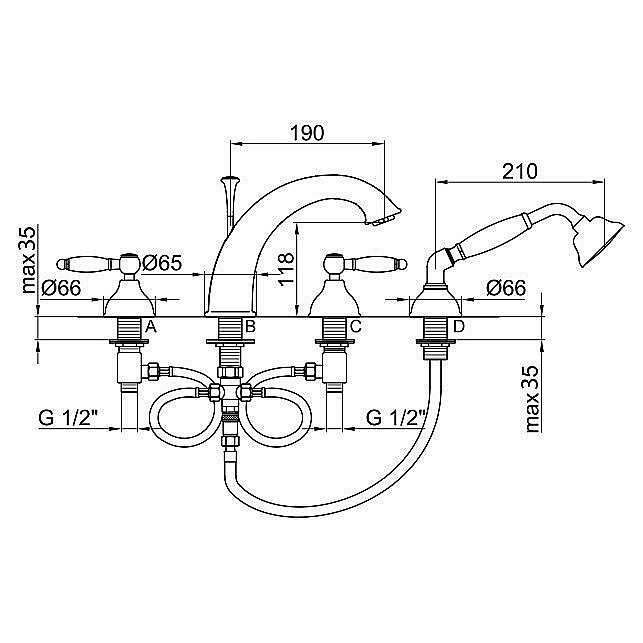 Смеситель на борт ванны Webert Dorian DO730101010 купить в интернет-магазине сантехники Sanbest