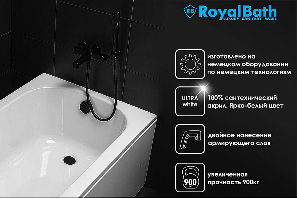Акриловая ванна Royal Bath RIVA RB610212 170х78 белый купить в интернет-магазине Sanbest