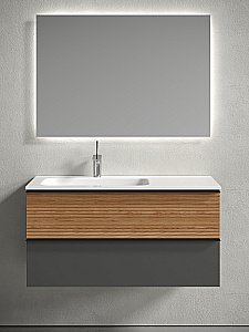 Тумба с раковиной Sancos DELTA DL100LGR + CN7014 100 дуб красный/графит для ванной в интернет-магазине Sanbest