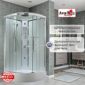 Душевая кабина AvaCan EM3080T стандартная, арома-лейка, прозрачная/профиль хром купить в интернет-магазине Sanbest