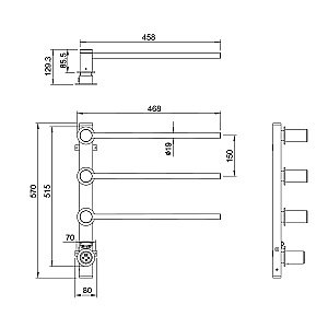 Полотенцесушитель электрический встраиваемый WONZON & WOGHAND HAMBURG, Темный графит (WW-AL313-GM) купить в интернет-магазине сантехники Sanbest