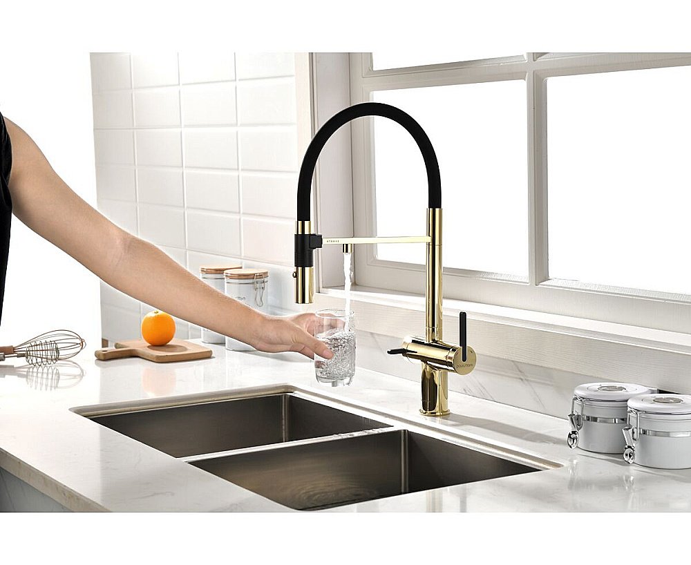 Смеситель для кухни Paulmark Gravity Gr213888-G золото купить в интернет-магазине сантехники Sanbest