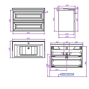 Тумба с раковиной Caprigo Ponza-A 90 два ящика, белая для ванной в интернет-магазине Sanbest
