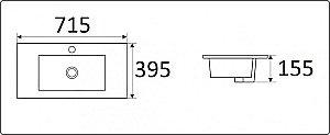 Раковина Ceramalux N 71,5 9393-70 белая купить в интернет-магазине Sanbest