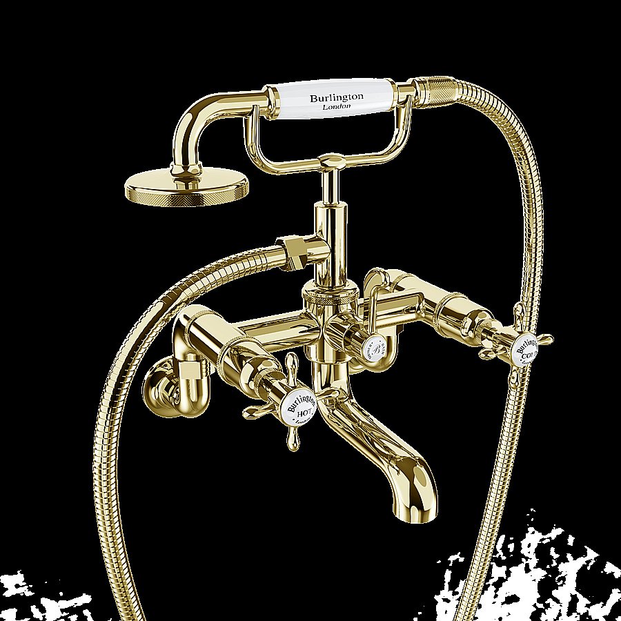 Смеситель для ванны Burlington Guild GU422DG на стену, золото купить в интернет-магазине сантехники Sanbest