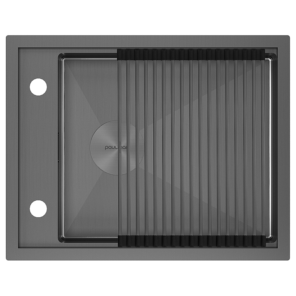 Кухонная мойка Paulmark SHELF PM725846-GM вороненая сталь купить в интернет-магазине сантехники Sanbest