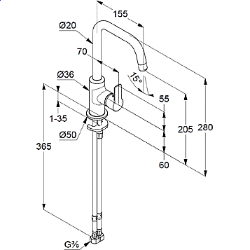 Смеситель для раковины Kludi Pure&Easy 340280575 хром купить в интернет-магазине сантехники Sanbest