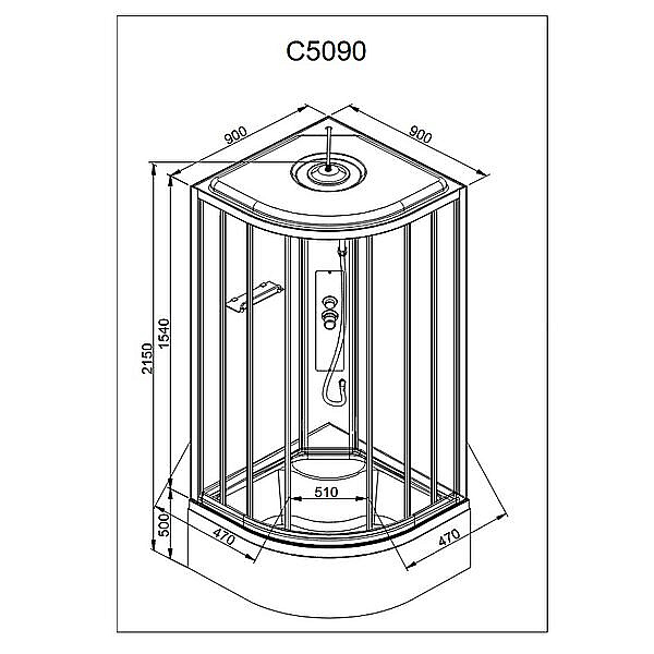 Душевая кабина AvaCan C Серия C5090 90х90 стандартная купить в интернет-магазине Sanbest