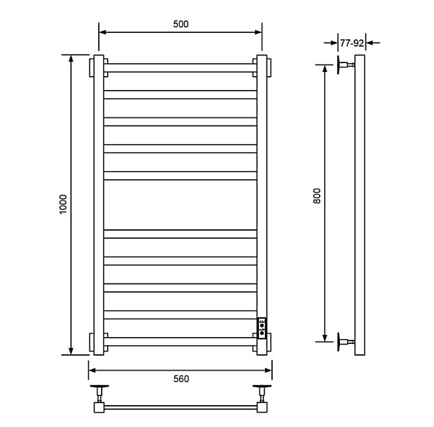 Полотенцесушитель электрический Veconi Barro-A B10050CH-A хром купить в интернет-магазине сантехники Sanbest