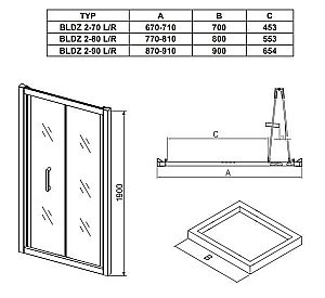 Душевой уголок Ravak Blix BLDZ2+BLPSZ+BLPSZ 70х80 купить в интернет-магазине Sanbest