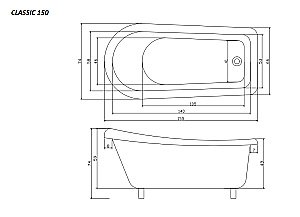 Ванна акриловая CeruttiSpa Classic 9667 157x77 белая купить в интернет-магазине Sanbest