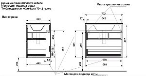 Тумба с раковиной Эстет Kare Luxe 70 подвесная 2 ящика/любой цвет тумбы и раковины под заказ для ванной в интернет-магазине Sanbest