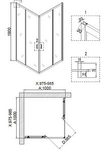 Душевой уголок Niagara NOVA 6809 100x100 прозрачный/черный купить в интернет-магазине Sanbest