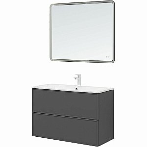 Тумба с раковиной Aquanet Арт 100 329614 ясень графит для ванной в интернет-магазине Sanbest