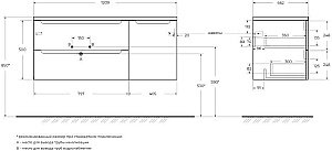 Тумба с раковиной BelBagno ETNA-1200-2C-1A-SO-RW-L/R Rovere Moro для ванной в интернет-магазине Sanbest