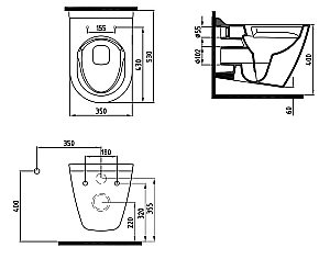 Унитаз подвесной Bien Mineral MNKA052N1VP1W3000 белый, с крышкой микролифт, безободковый купить в интернет-магазине Sanbest