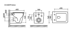 Унитаз подвесной Ceramica Nova Union CN4009T белый, с крышкой микролифт, безободковый, слив-торнадо купить в интернет-магазине Sanbest