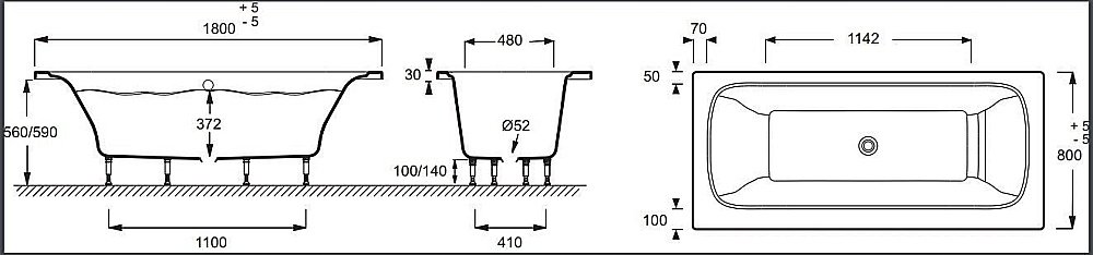 Ванна Jacob Delafon ELITE RU 180x80 купить в интернет-магазине Sanbest