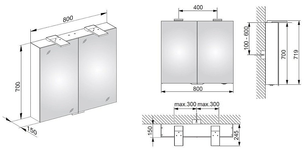 Зеркальный шкаф Keuco Royal 15 14403 171301 купить в интернет-магазине сантехники Sanbest