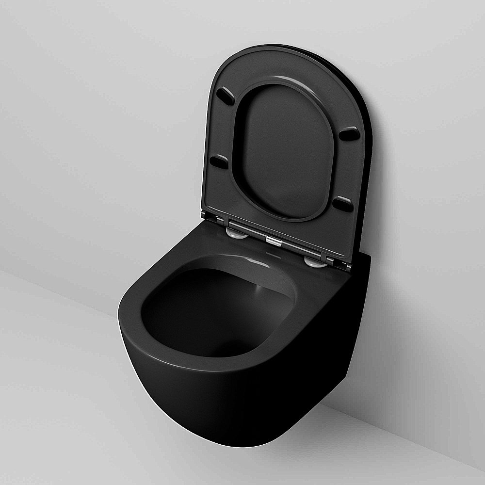 Унитаз подвесной Grossman GR-4457BMS безободковый, с крышкой микролифт, черный матовый купить в интернет-магазине Sanbest