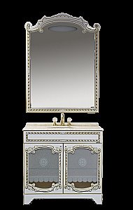 Зеркало Misty Элис 90x123 белая.патина/стекло в ванную от интернет-магазине сантехники Sanbest