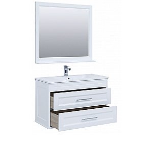 Тумба с раковиной Aquanet Бостон 100/Dreja Эйфория 100 белая матовая для ванной в интернет-магазине Sanbest