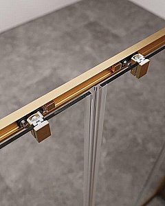 Душевой уголок Cezares Molveno 170x90 AH-2/1-170/90-C-BORO-IV стекло прозрачное/профиль золото брашированное купить в интернет-магазине Sanbest