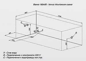 Ванна акриловая Aquanet Nexus 367604 180х80 белая с боковой и фронтальной панелью купить в интернет-магазине Sanbest