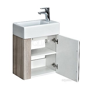 Тумба с раковиной Акватон Вита 45 белый глянцевый/ясень шимо для ванной в интернет-магазине Sanbest