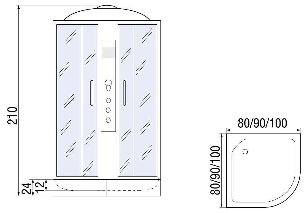 Душевая кабина RIVER DUNAY 2 80х80 стекло тонированное купить в интернет-магазине Sanbest