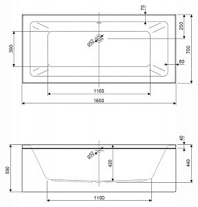 Ванна акриловая Cezares PLANE MINI-160-70-42-W37 купить в интернет-магазине Sanbest