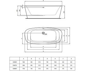 Ванна акриловая Ideal Standard Dea E306801 190x90 купить в интернет-магазине Sanbest
