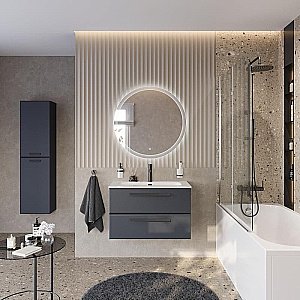 Тумба с раковиной Cezares ECO-CER-N 80 ECO-CER-N-800-2C-SO-GR-P графит для ванной в интернет-магазине Sanbest