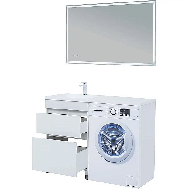 Тумба с раковиной Aquanet Вега 120 329124 белая для ванной в интернет-магазине Sanbest