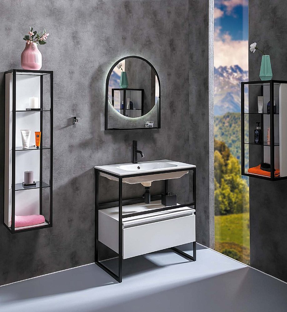 Пенал Armadi Art Loft низкий белый для ванной в интернет-магазине сантехники Sanbest