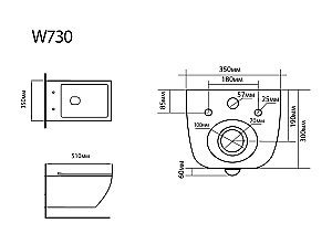 Унитаз подвесной Black&White Universe W-730 белый купить в интернет-магазине Sanbest