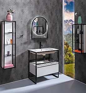 Пенал Armadi Art Loft низкий белый для ванной в интернет-магазине сантехники Sanbest