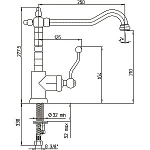 Смеситель для кухни PAINI Duomo 88F3572KM бронза купить в интернет-магазине сантехники Sanbest